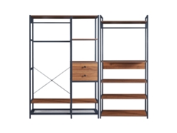 Conjunto de 2 percheros Larem con 2 cajones y 5 estantes - Negro/Efecto Nogal [EN.CASA]