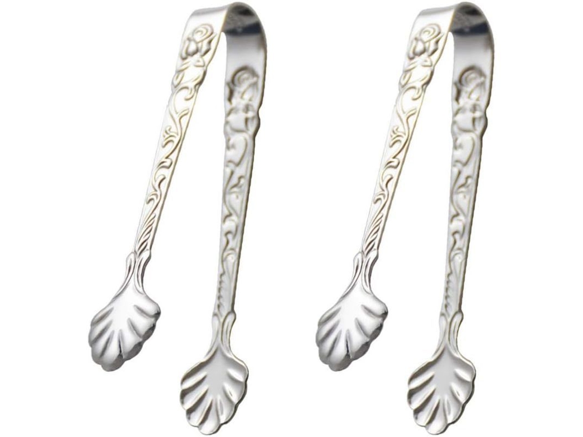 2026da-pinzas De Hielo De Acero Inoxidable 2pcs Para Cocina Servir Comida Anti-deslizantes Linjou Plata