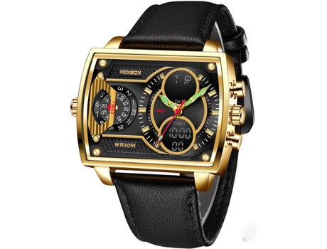 VEANXIN Reloj cuadrado Reloj de pulsera deportivo con correa de cuero resistente al agua de dos semanas-oro rosa
