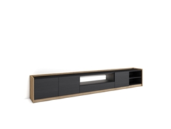 Mueble Tv, Televisión, 310x37x50cm, Para Tv Hasta 80", Led, Negro Y Roble