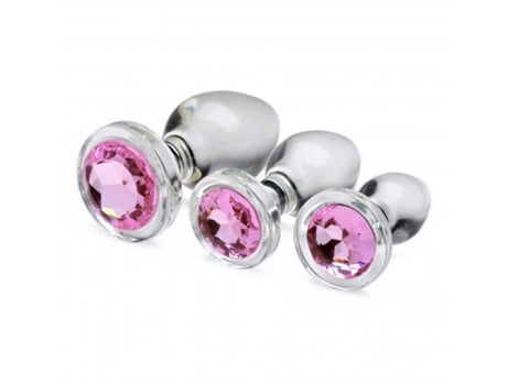 Juego de plugs anales de cristal con joya rosa BOOTY SPARKS