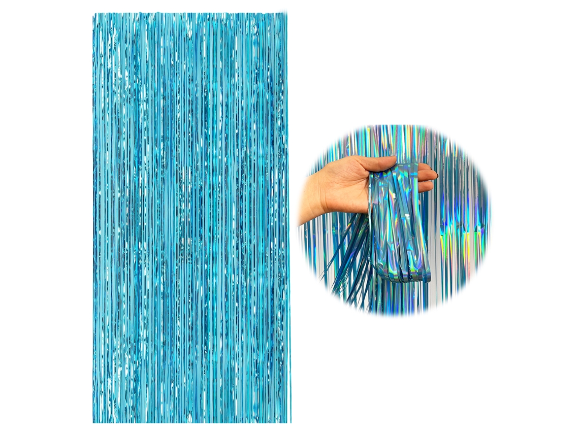 2 piezas de cortina de lluvia láser azul claro, decoración para ventana Kofihety