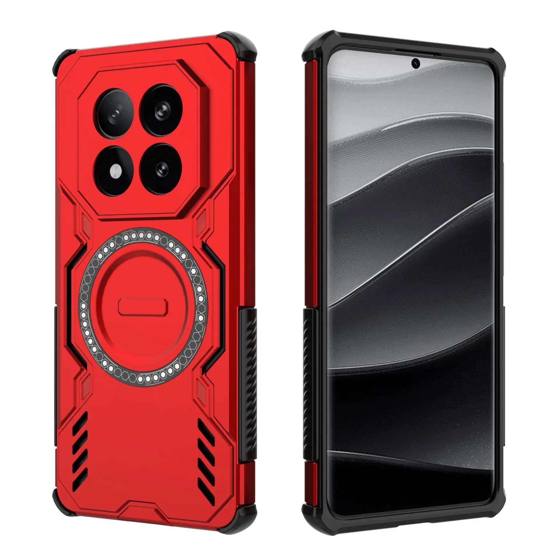 (rojo, Redmi Note 14 Pro 5g (global)) Funda Protectora Resistente Para Teléfono, Carcasa Rígida Magnética A Prueba De Golpes