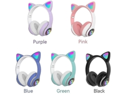 HJKBTECH Auriculares Bluetooth Gaming Fashion Cat Ear Led Light Up Blue