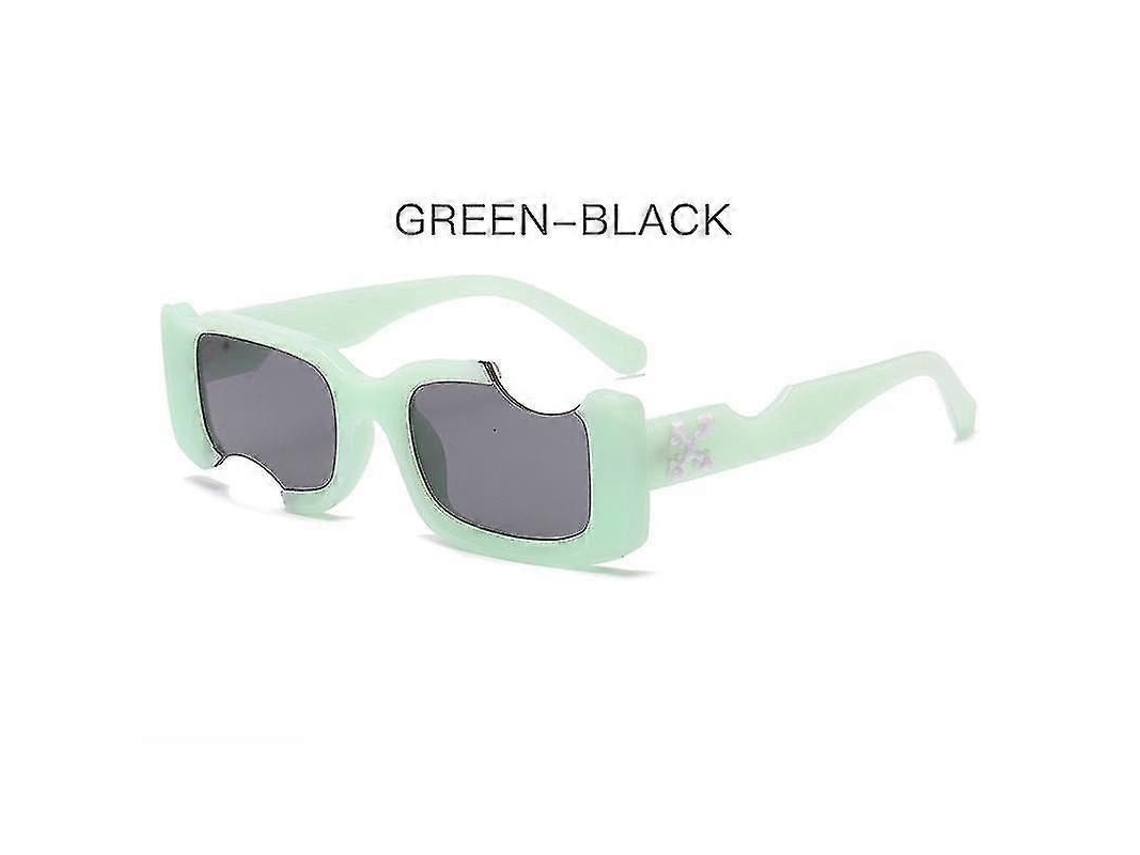 Gafas De Sol Hip-hop Cuadrado Mujer Hombre Uv400 Vintage Resina Marco Verde Gris Green Gray