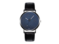 Reloj De Pulsera Analógico De Cuero Para Hombre Con Esfera Redonda De Cuarzo (negro)