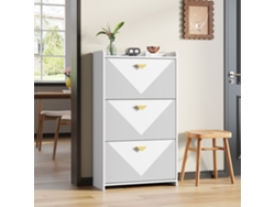 Zapatero 70x30x120 Cm - 3 Puertas Abatibles, 6 Compartimentos, Diseño De Vacío, Blanco