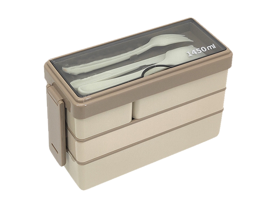 Fiambrera Bento Para Adultos, 3 Capas, 4 Compartimentos, Apilable, Para El Trabajo, La Escuela, Picnic, Color Caqui.