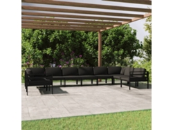 10 Piezas Conjunto Lounge Jardim Com Almofadões Aluminio Antracita Dkd Decoración Del Hogar
