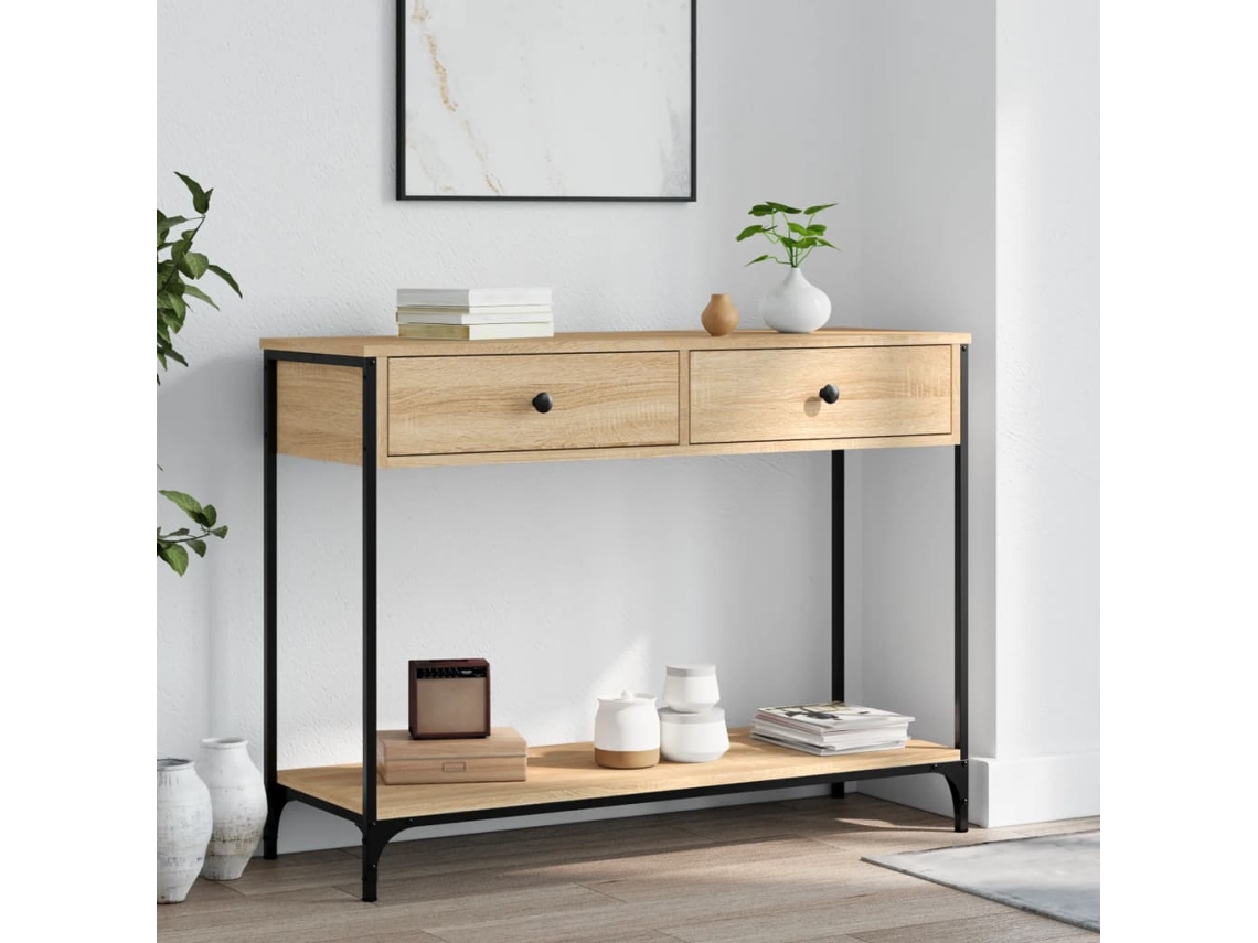 Mesa Consola Mesa Centro 100x34,5x75cm Madera Roble Sonoma Derivatives Lovely Home