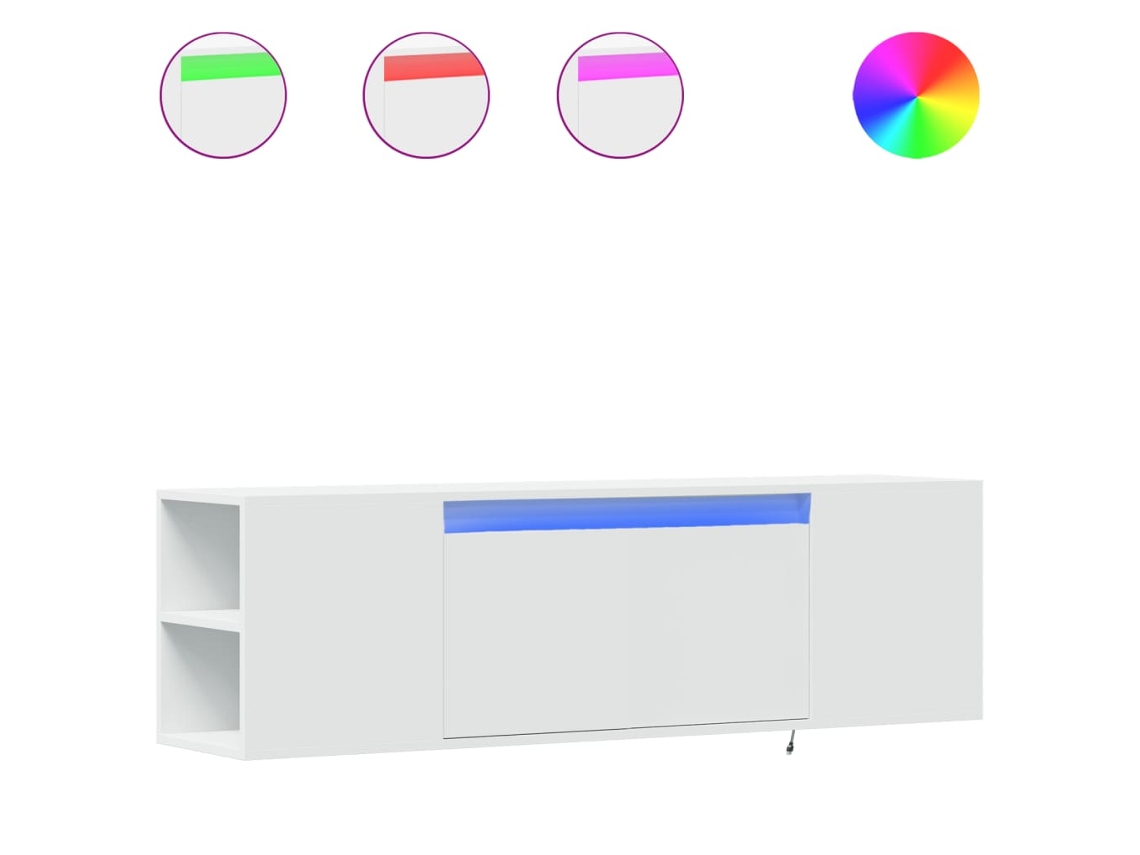 Maison Exclusive - Mueble De Tv De Pared Con Luces Led Blanco 135x31x39,5 Cm