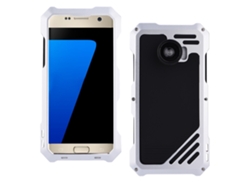 Caja Metálica Resistente Con Protección De Lente Para S7 Diseño Plano Plateado