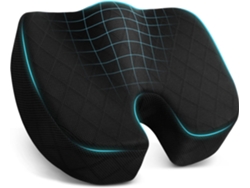 Cojín para silla de oficina, alivio del dolor del nervio ciático, dolor de espalda y dolor de coxis (negro)