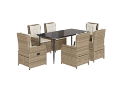 Maison Exclusive - Set Comedor De Jardín 7 Pzas Con Cojines Ratán Sintético Beige