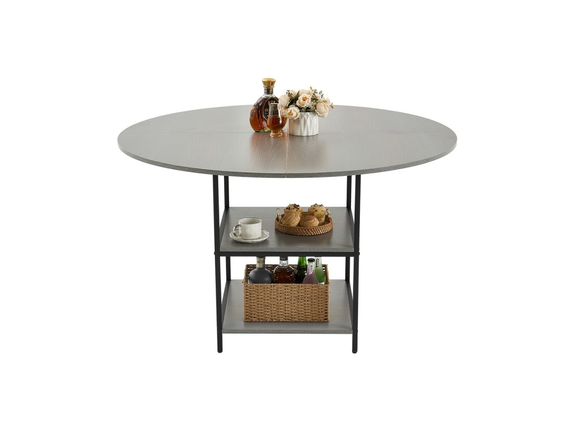 Mesa de comedor redonda gris de 120 cm en MDF con estructura de metal Tekmaquinas