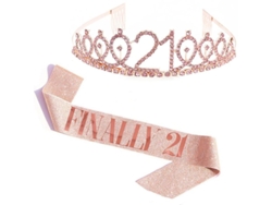 Conjunto De Diadema Y Tiara Con Diamantes De Imitación Y Letras Para Fiesta De Cumpleaños Jikaix