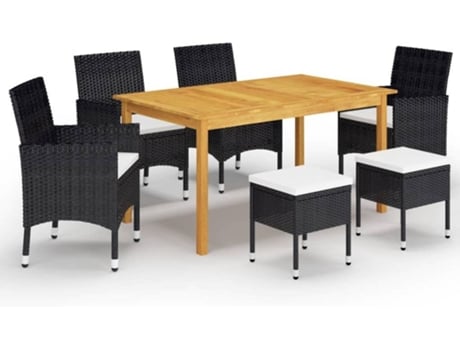 Conjunto 7 de comedor de jardín de VIDAXL negro