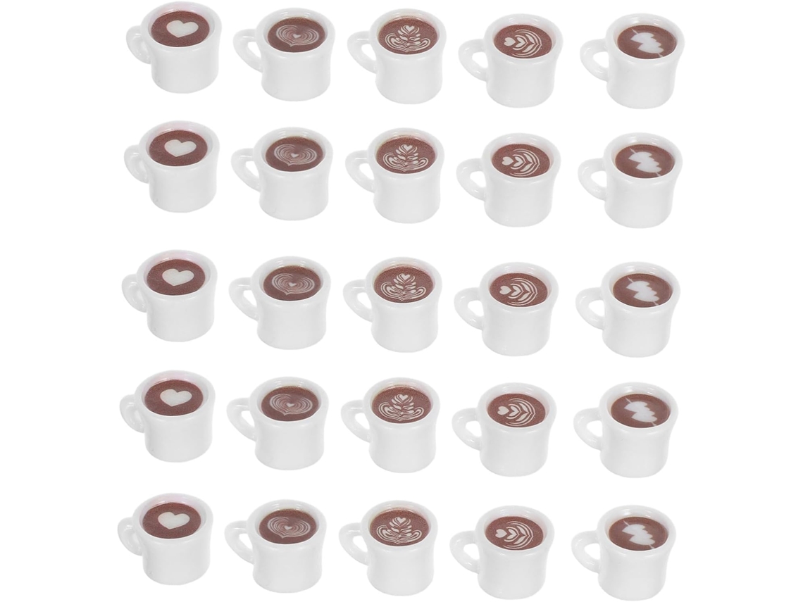 25 tazas de café miniatura de resina para hacer joyas, colgantes y adornos.
