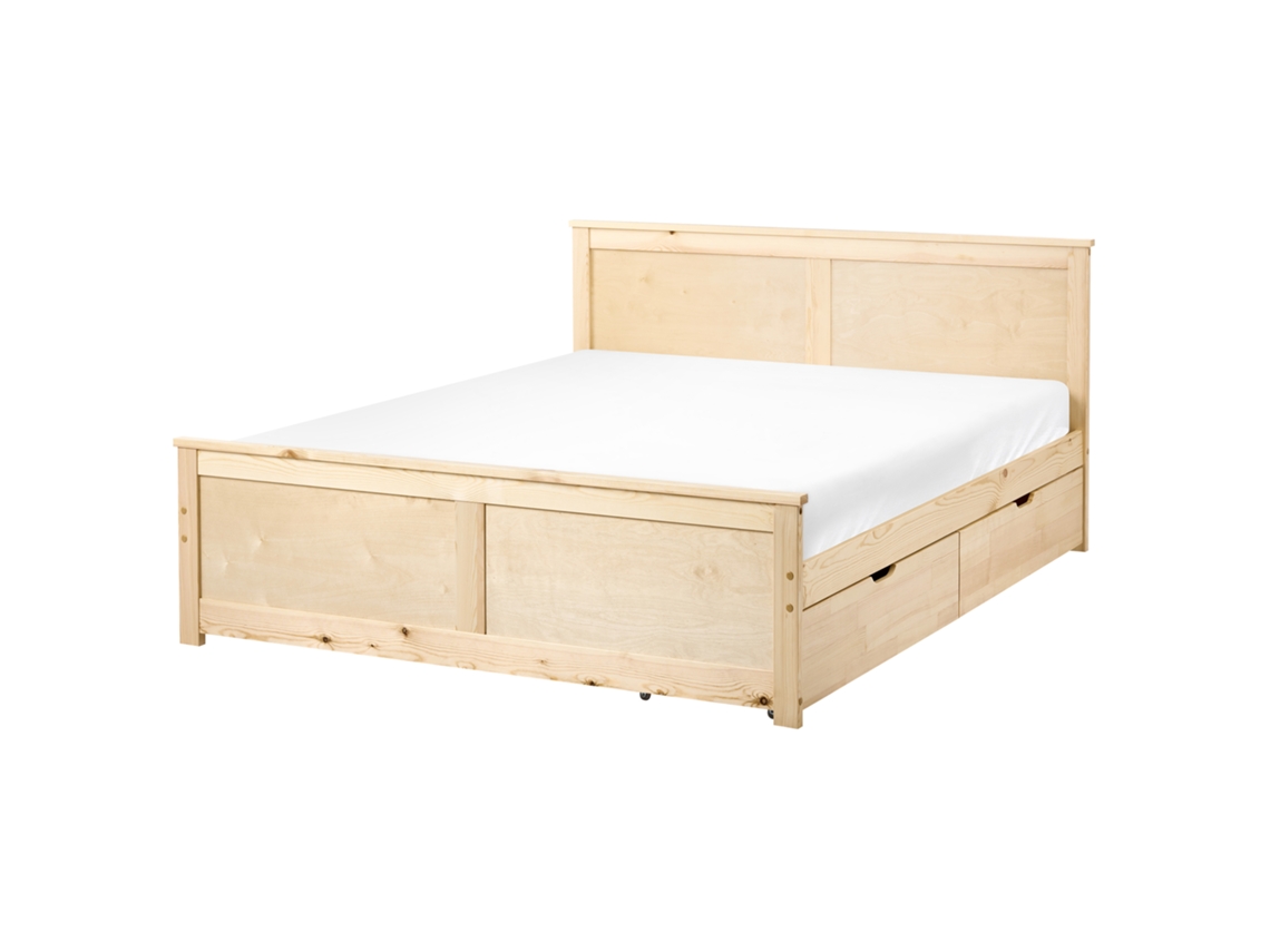 Cama De Casal Beliani Dauphin De Madeira De Pinho Castanho 140x200