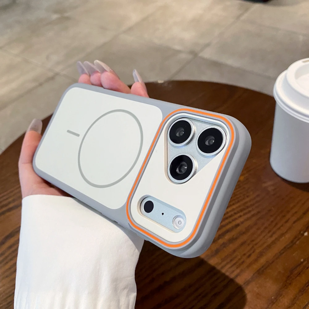 (iphone 16 Pro Max Blanco) Funda Magnética Para Teléfono, Cubierta Trasera A Prueba De Golpes