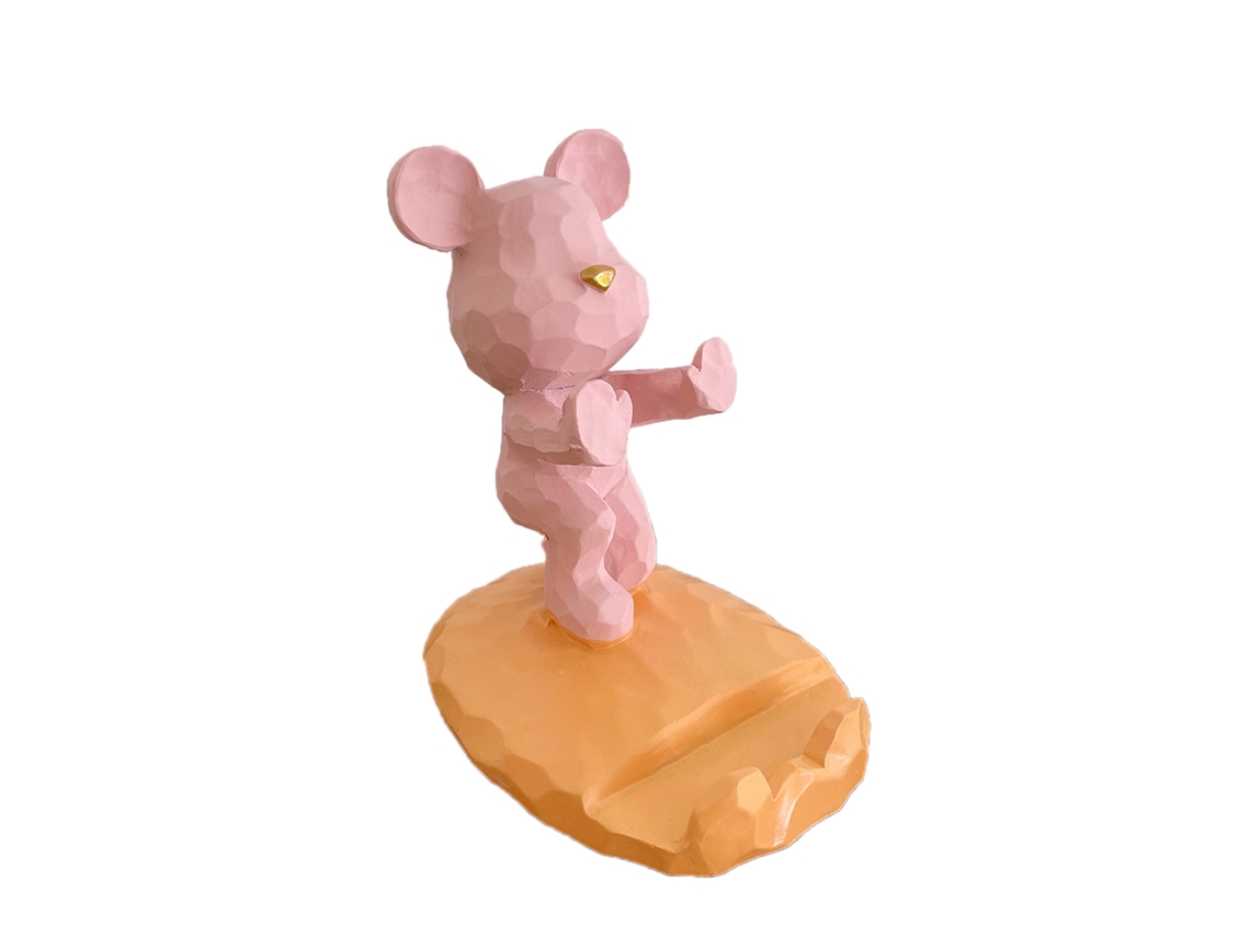 Suporte Para Celular Urso Fofo Estável Para Mesa Celular Tablet Abs+resina Rosa