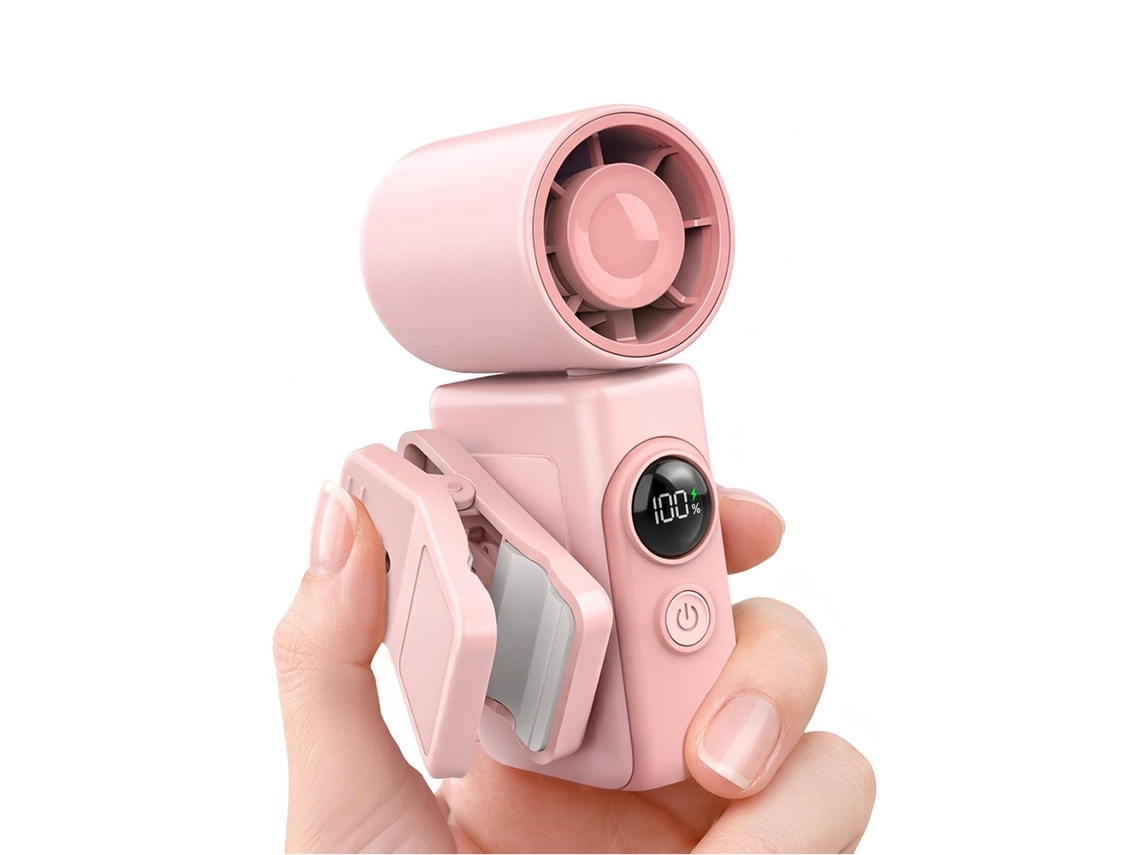 Mini Ventilador 2 En 1, De Mano Y Con Clip, 13000 Rpm Con Pantalla Led (rosa)