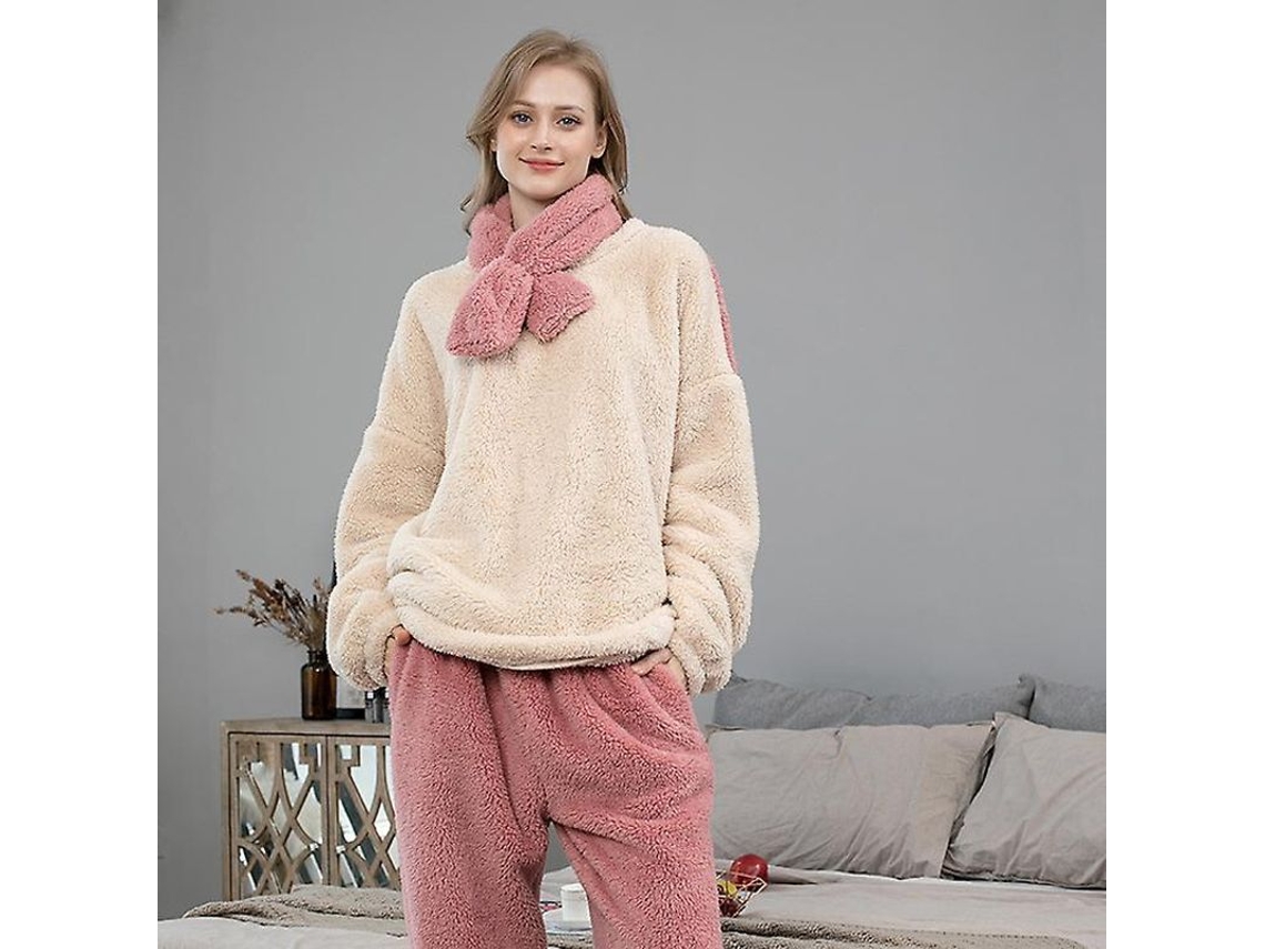 2026-conjunto De Pijamas Fluffy Para Mujer Ilwhe De Felpa Coral, Suave Y Caliente Para Invierno