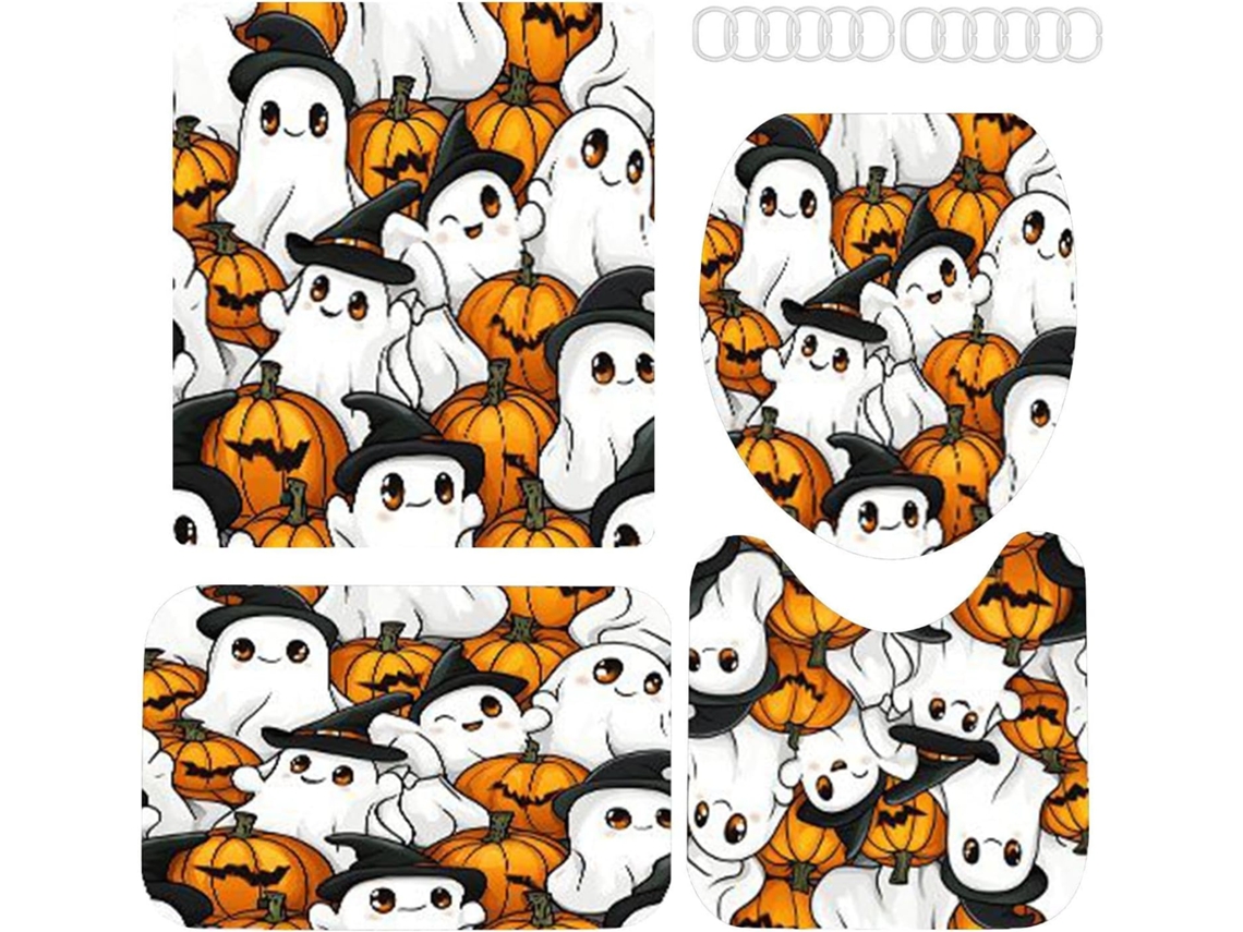 Cortinas de ducha decoradas para Halloween, juego de cortinas de ducha de Halloween, lavables Slowmoose
