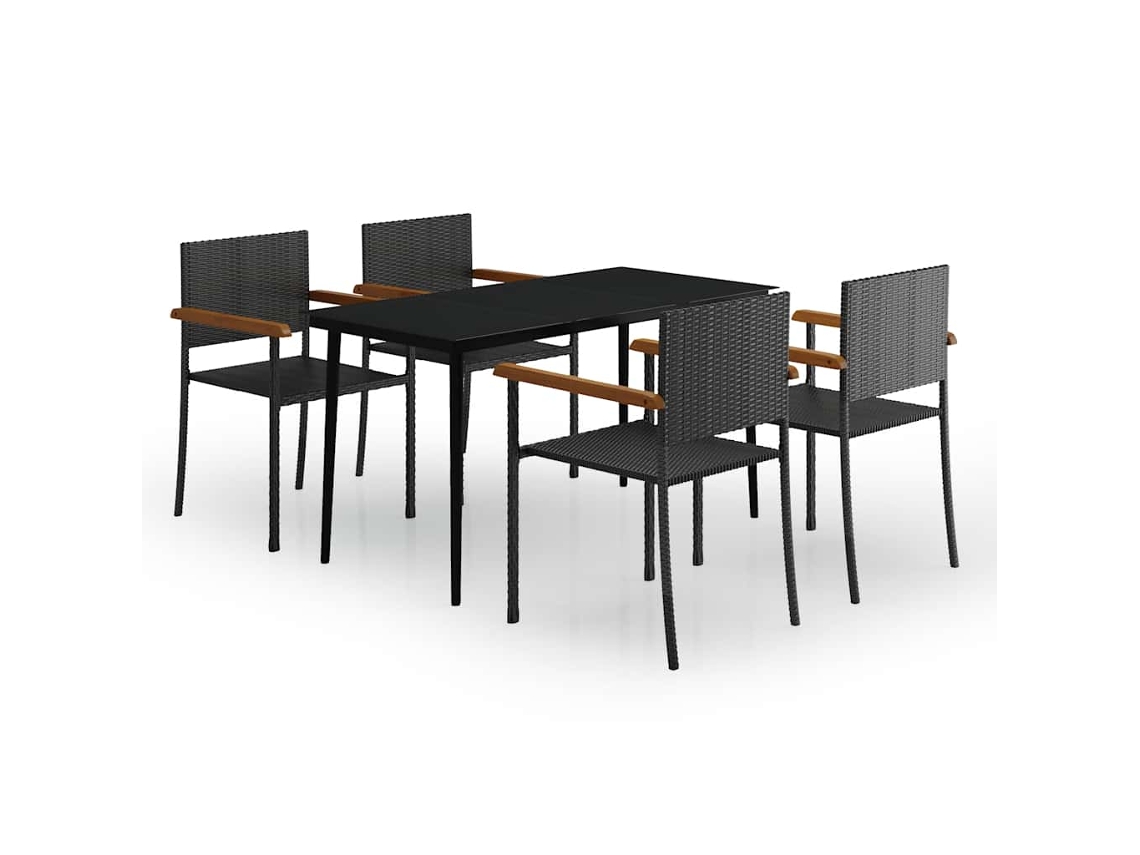 Maison Exclusive - Juego De Comedor Para Jardín 5 Piezas Negro