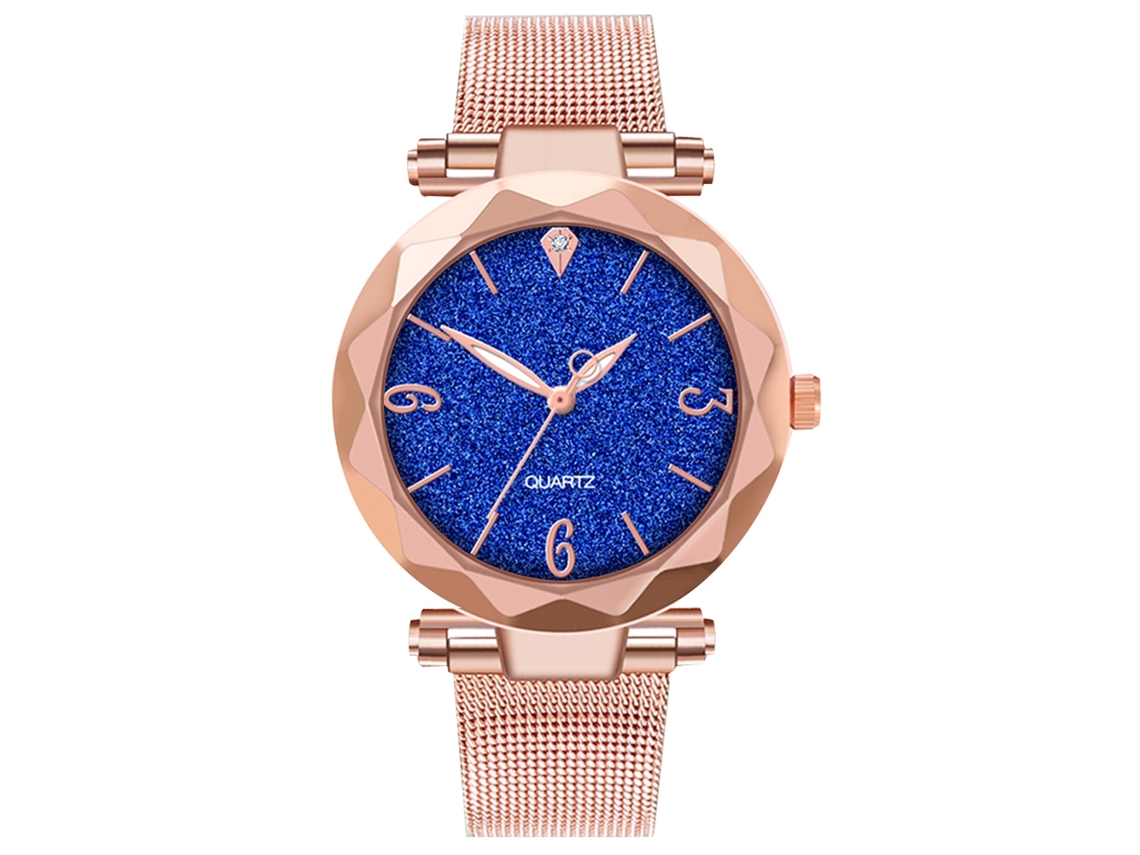 Reloj De Pulsera Informal Para Hombre Y Mujer Con Brazalete De Acero Y Esfera Azul Marino Colorida.