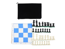 Juego De Ajedrez Portátil De 50 Cm (19,7 Pulgadas), Con 32 Piezas De Plástico, Tablero De Pu Y Bolsa De Viaje.