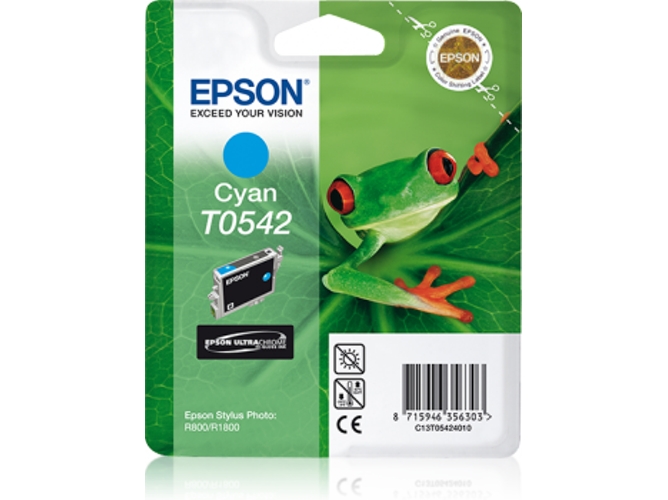 Cartucho de tinta original EPSON T0542, Rana 13 ml , Cian, C13T05424010