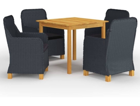 Conjunto 5 de comedor para jardín de VIDAXL gris oscuro