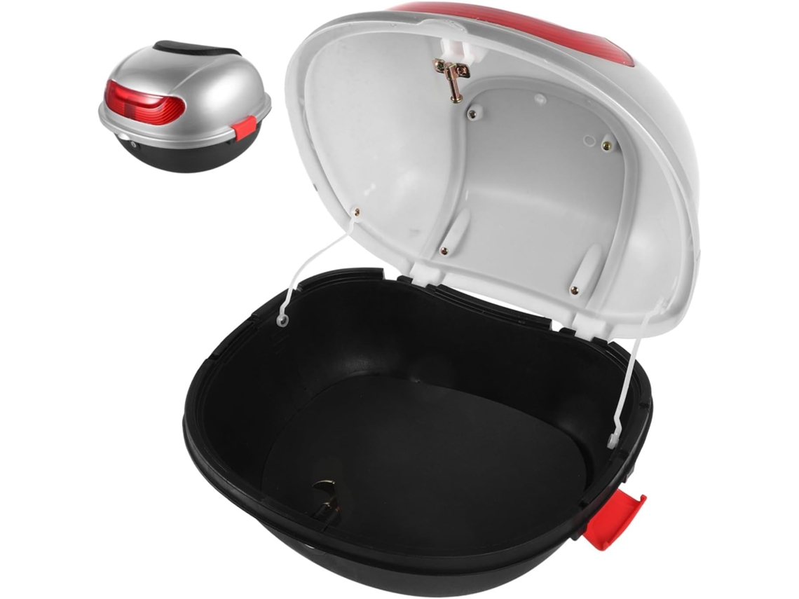 Baúl Plateado Para Motocicleta Con Base Y Correas, Portaequipajes Impermeable, Compatible Con Baúl Trasero.