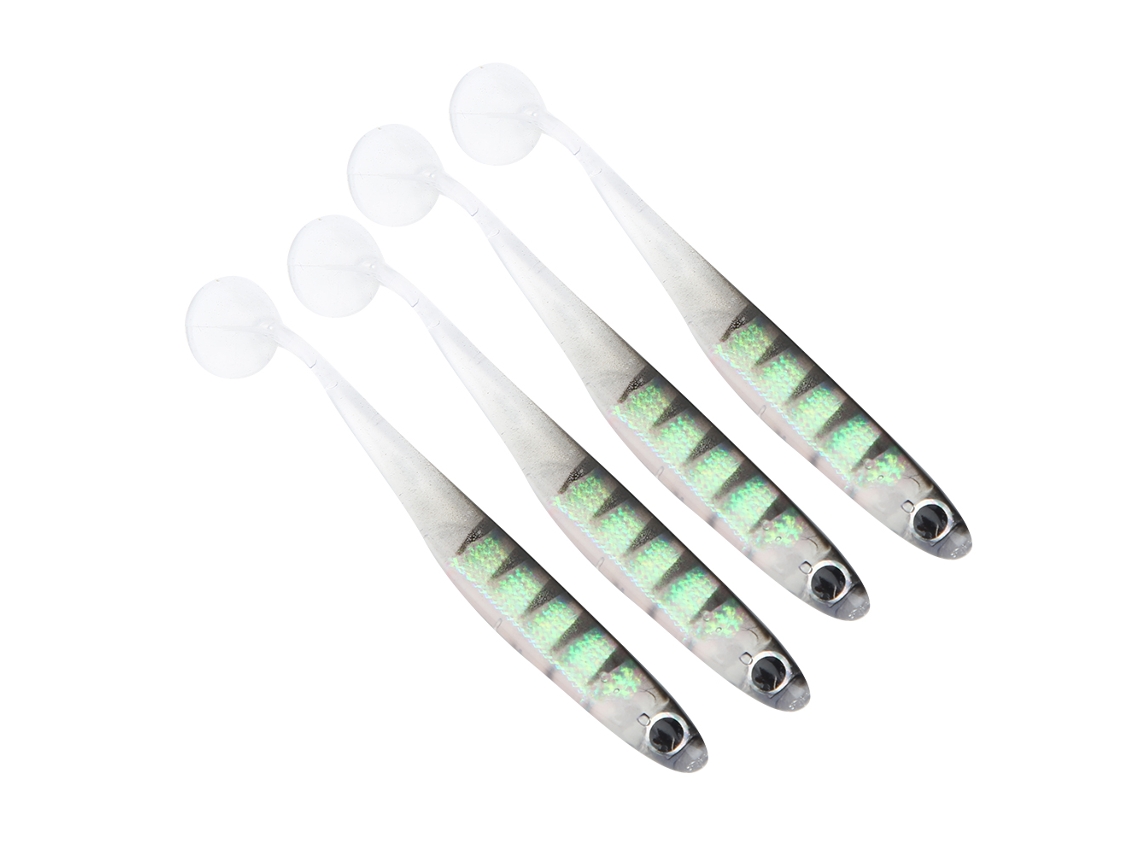 Danu26-4pcs Señuelo Artificial Suave Tpr 100mm Con Cola De Remo T, Señuelo De Pesca Simulación Leopardo Negro 8