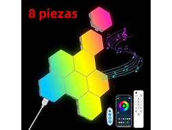 (8 Piezas) Luz Nocturna Hexagonal Led Rgb, Control Remoto Bluetooth, Se Puede Controlar A Través De La Aplicación