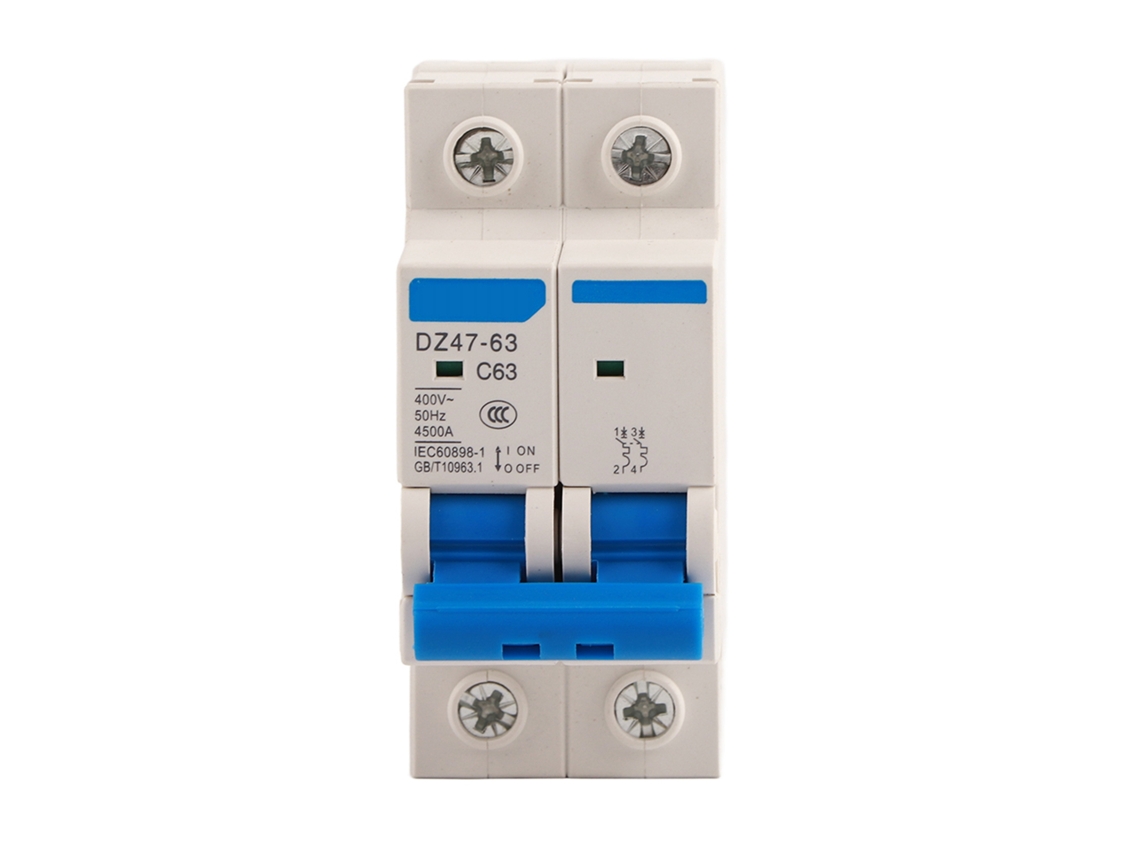 Disyuntor Miniatura De 2 Polos Dz47-63 Con Protección Contra Fugas, 400 V Ca, 63 A