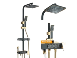 Juego de grifo de ducha para baño, 4 posiciones, altura ajustable, color negro dorado OEM