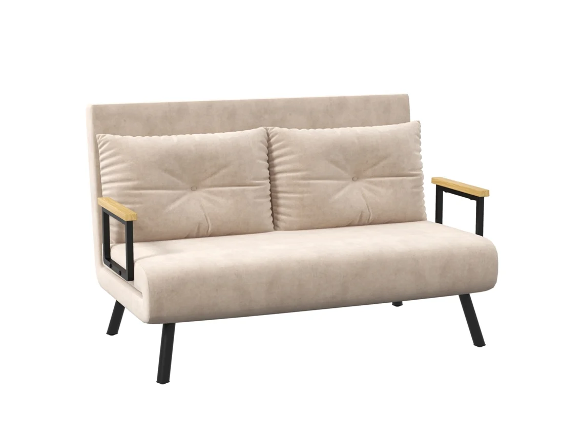 Sofá Cama Reclinable Beige 102x73x81 Cojines Respaldo Ajustable