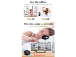 Reloj despertador vibratorio Baok con proyección de espejo LED, función de repetición y vibrador para personas con sueño profundo.