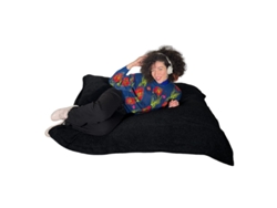 Puff De Tela Rizada Desenfundable Negro 180 X 140 Cm