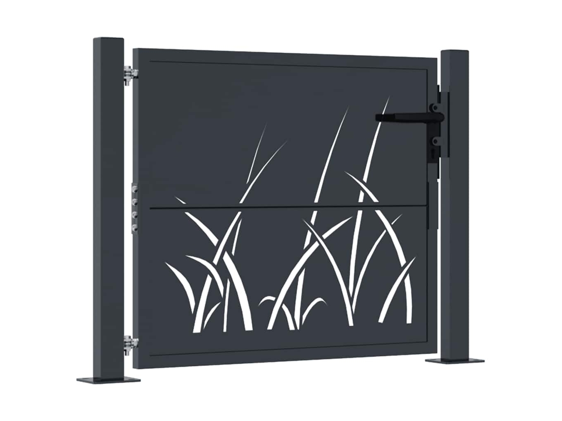 Maison Exclusive - Puerta De Jardín Antracita 100x75 Cm De Acero Con Diseño De Césped