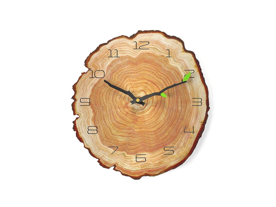 Reloj de pared con anillo anual, reloj silencioso de madera para sala de estar Kofihety
