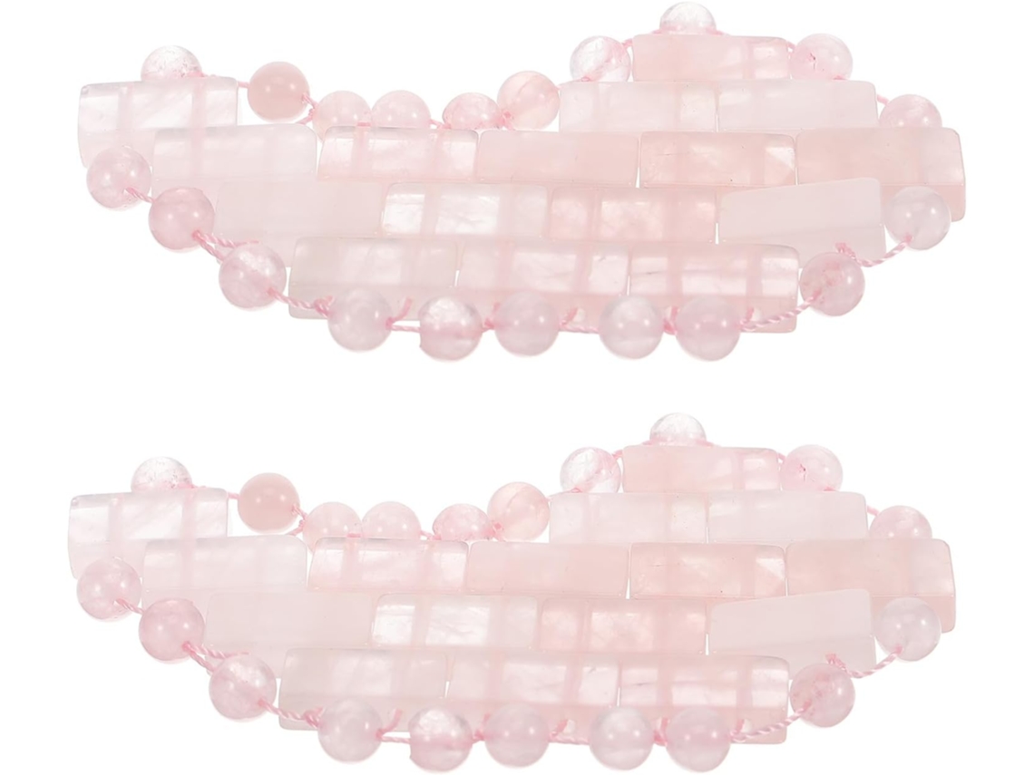Masque Pour Yeux En Jade Naturel Lot De 2, Forme Lune Rosa Quartz, Rafraîchissant Y Relaxant,