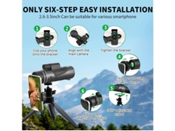 Telescopio monocular HD de alta potencia con adaptador para smartphone y trípode. Monoculares para adultos con visión nítida para observación. Yizhood