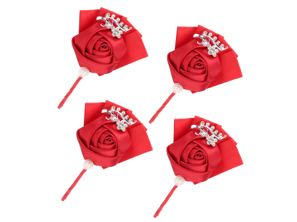4 Piezas De Ramo De Cinta Artificial Para Broche De Ramillete De Boda, Accesorio Para Novias Y Damas De Honor