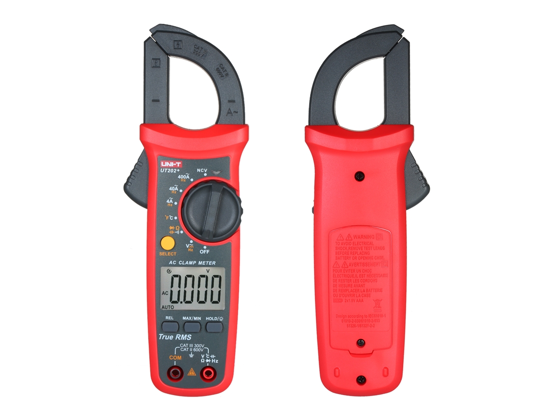 Uni t Ut202+ Multímetro de Gandola Digital 4000 Counts True Rms com Medição de Temperatura 40~1000℃