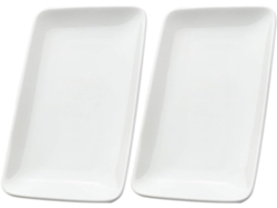 Bandeja Cerámica Blanca 2 Piezas Joyería Acabado Construcción Robusta Diseño Sencillo Forma Única Elegante