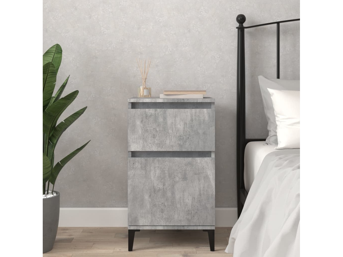 Mesa de Cabeceira LOVELY HOME Mesinha 40X35X70 Cm Cinzento Cimento