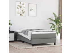 Cama con Colchón de Muelles y Cabecero Tecido Gris-oscuro (100x200 cm)